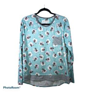 CUDDL DUDS Womens Llamas Long Sleeve Cozy Jersey PJ Pajama Top Sz S